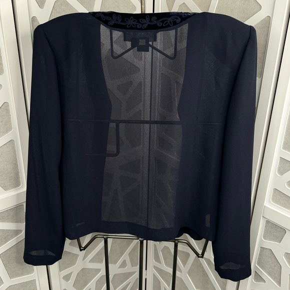 {cynthia howie} VTG Open-Front Sheer Blazer — Size 10, Navy Blue - Picture 9 of 16